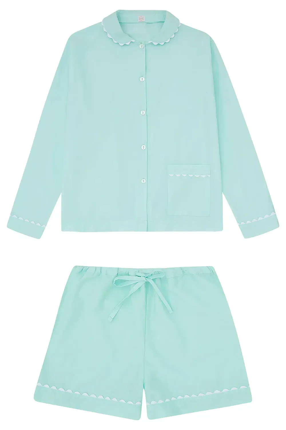 100% Cotton Poplin Lilac Pyjama Shirt With White Ric Rac Detailing