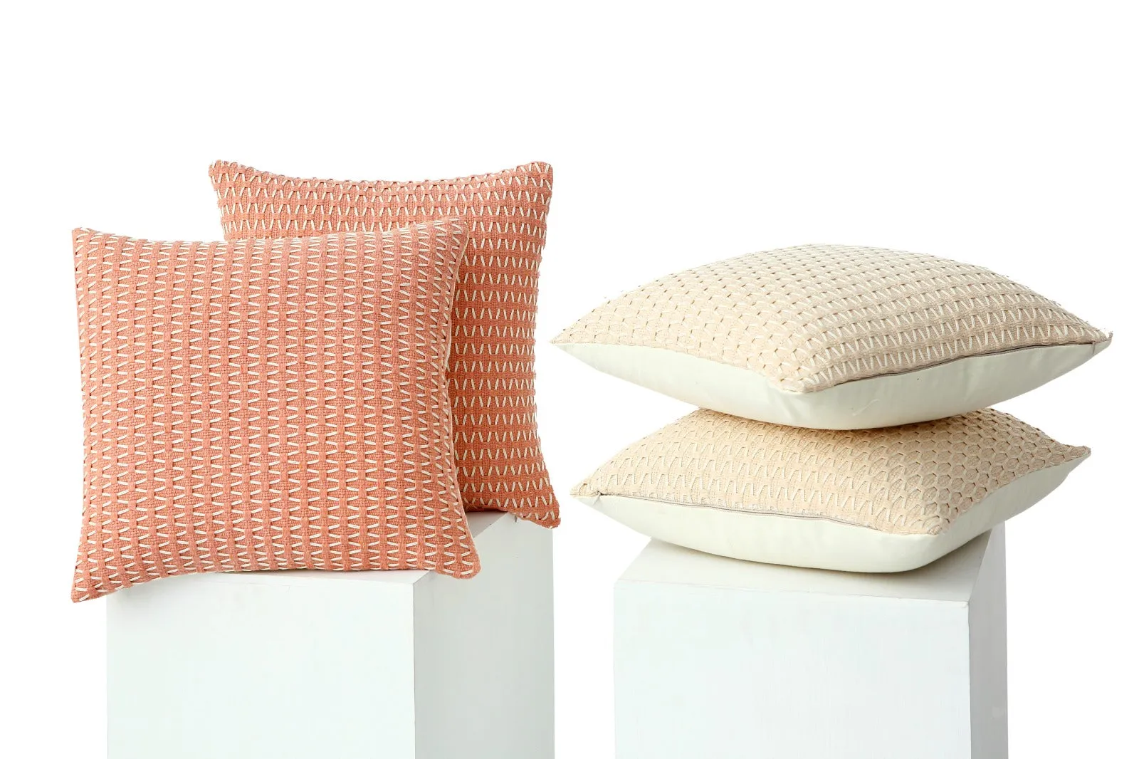 2 PCs 3D Embroidered Cushions-Pink