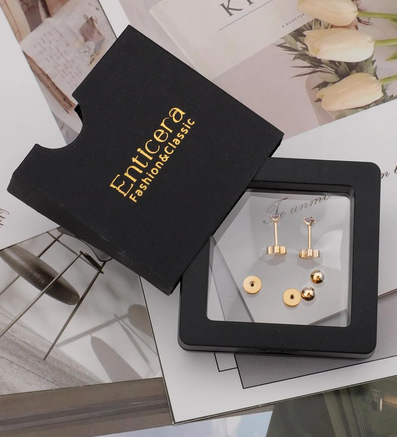 3mm Handmade G23 Titanium Flat Back Earrings 14k Gold Plated Small 5A CZ Cartilage Earrings Studs Hypoallergenic Screw Back Nap Earrings Women Helix Tragus Piercing Jewelry Purple