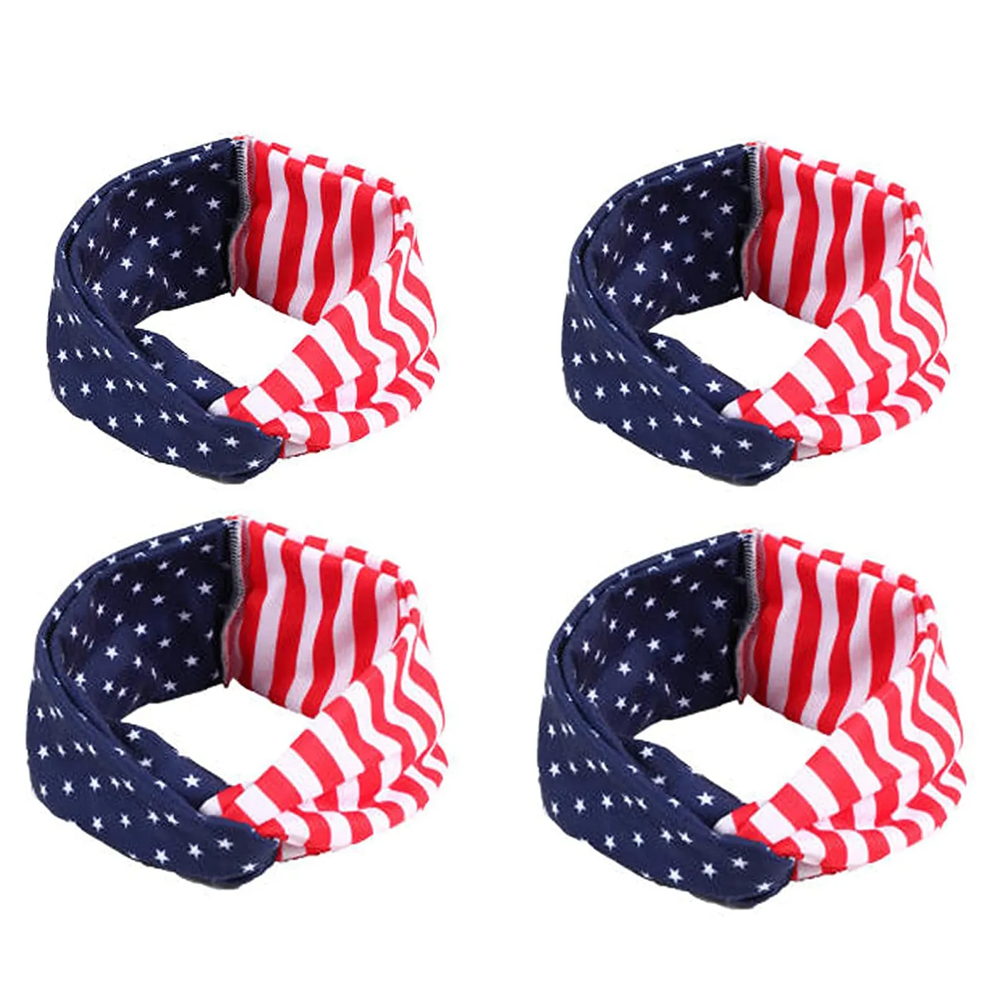 4-Pack: USA American Flag Headbands
