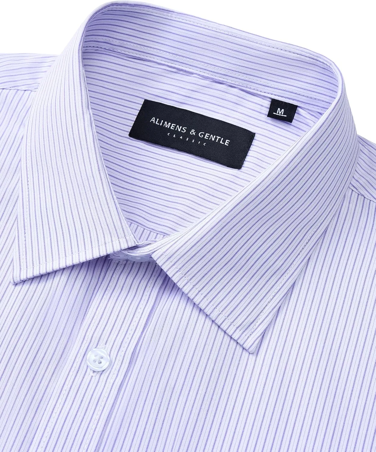 Alimens & Gentle Men's Striped Dress Shirt Button Down Regular Fit Shirts Casual Business Transitional Weather