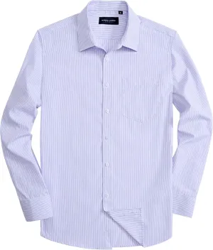 Alimens & Gentle Men's Striped Dress Shirt Button Down Regular Fit Shirts Casual Business Transitional Weather