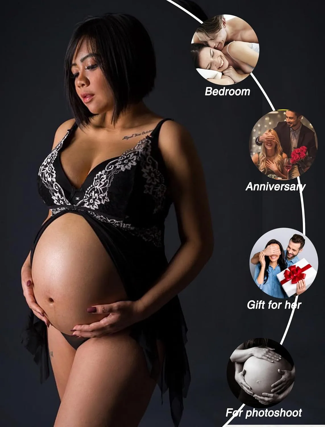 Avidlove Women Lace Lingerie Front Closure Babydoll V Neck Nightwear Sexy Chemise Nightie