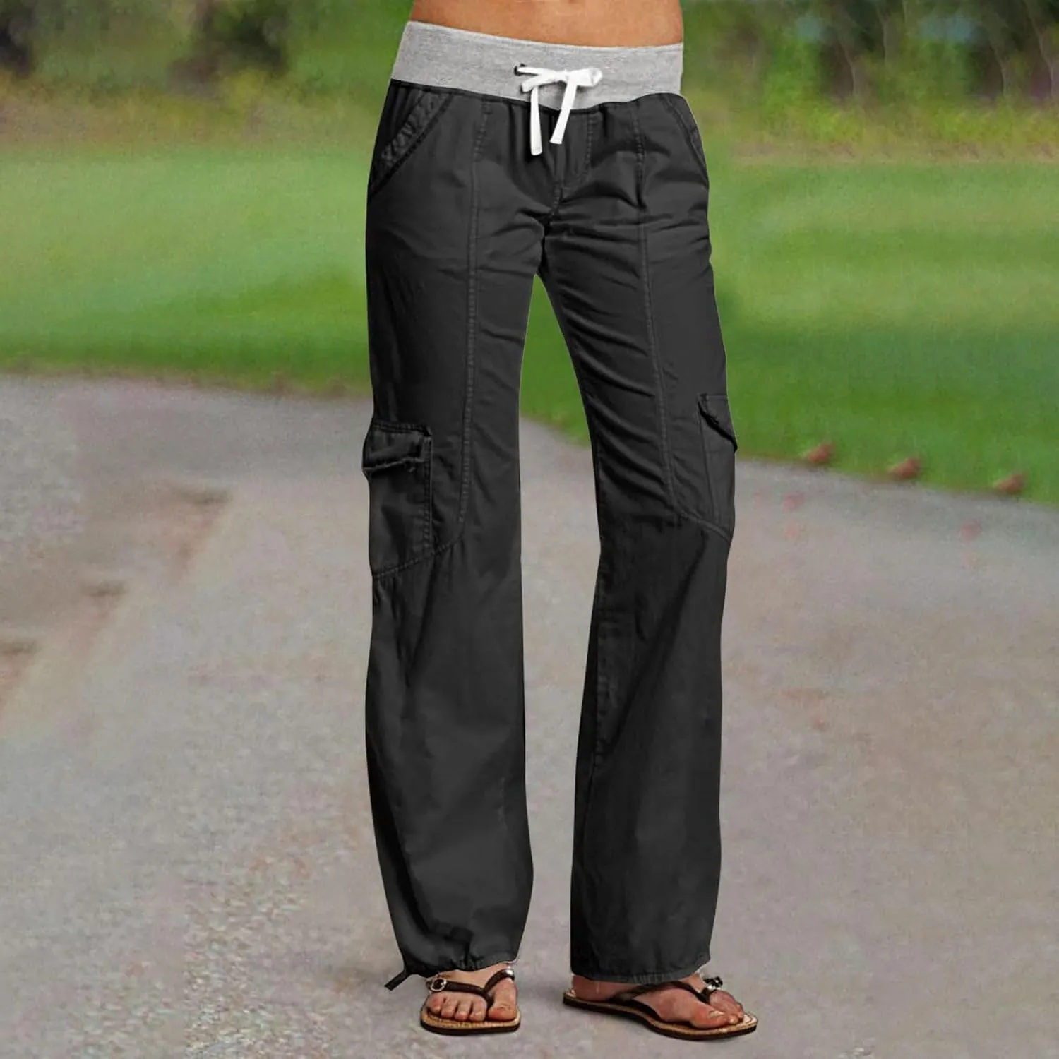 Cargo Yoga Pants for Women 2024 Fashion Wide Leg High Waisted Casual Drawstring Workout Y2K Pants with Pockets