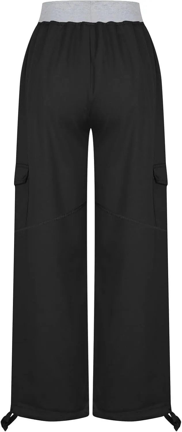 Cargo Yoga Pants for Women 2024 Fashion Wide Leg High Waisted Casual Drawstring Workout Y2K Pants with Pockets