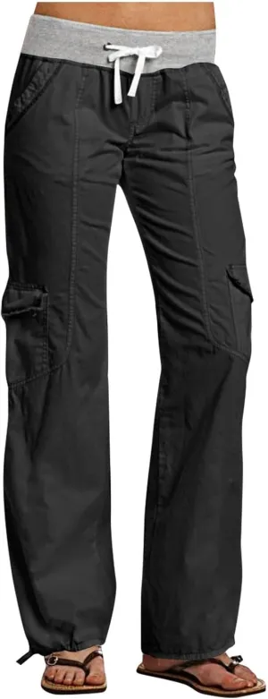 Cargo Yoga Pants for Women 2024 Fashion Wide Leg High Waisted Casual Drawstring Workout Y2K Pants with Pockets