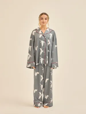 Chic Comfort Satin Pajama Shirt / 薄墨(gray)