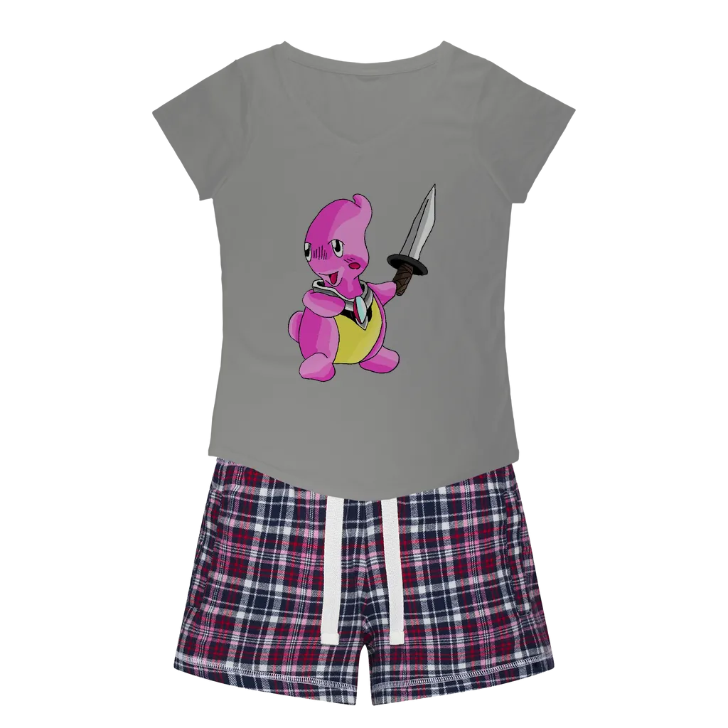 Curswordsman Women's Sleepy Tee and Flannel Short