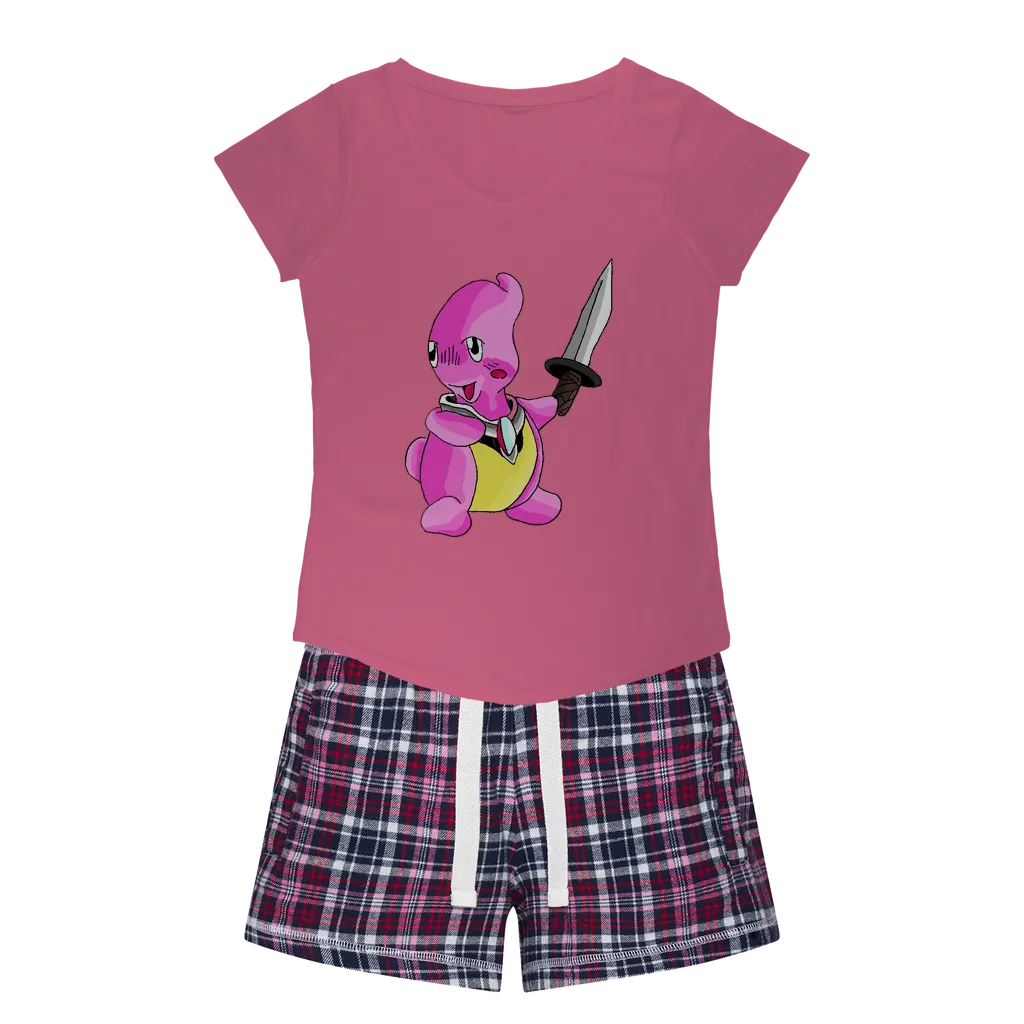Curswordsman Women's Sleepy Tee and Flannel Short
