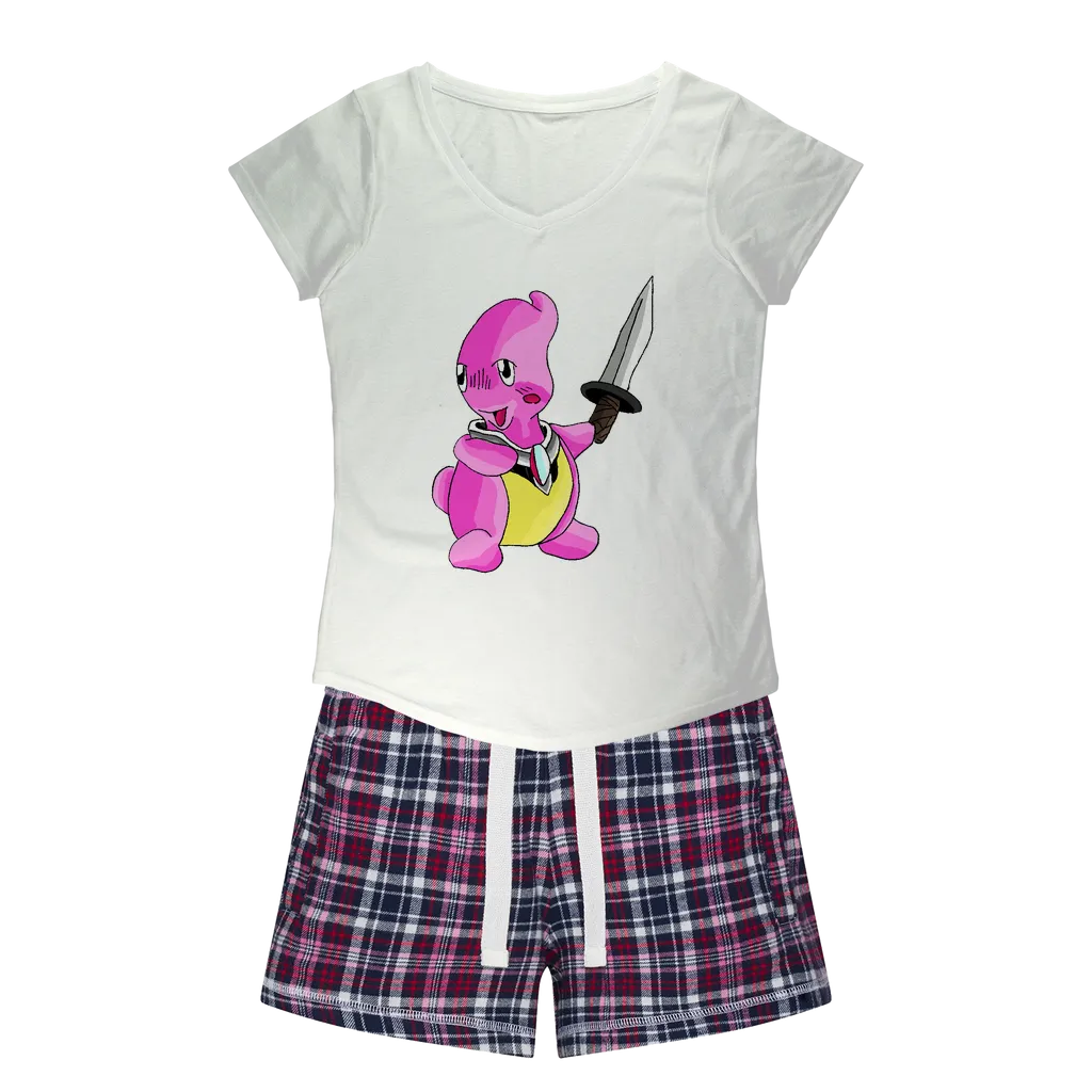Curswordsman Women's Sleepy Tee and Flannel Short