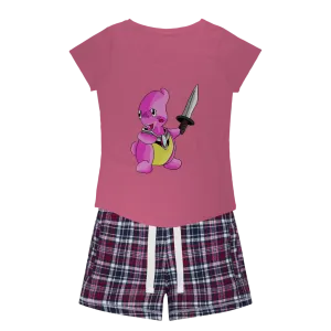 Curswordsman Women's Sleepy Tee and Flannel Short