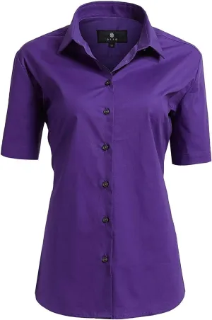 DIIG Dress Shirt for Women Long-Sleeve Women Tops Blouses, White Red XS M 2 XL