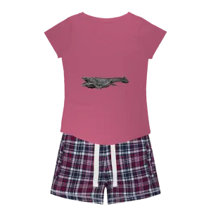 Dino Sea Creature Women's Sleepy Tee and Flannel Short
