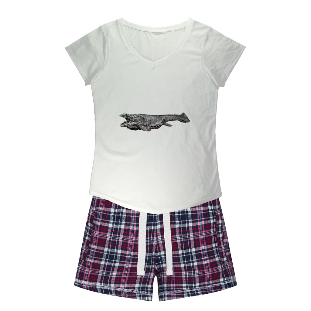Dino Sea Creature Women's Sleepy Tee and Flannel Short