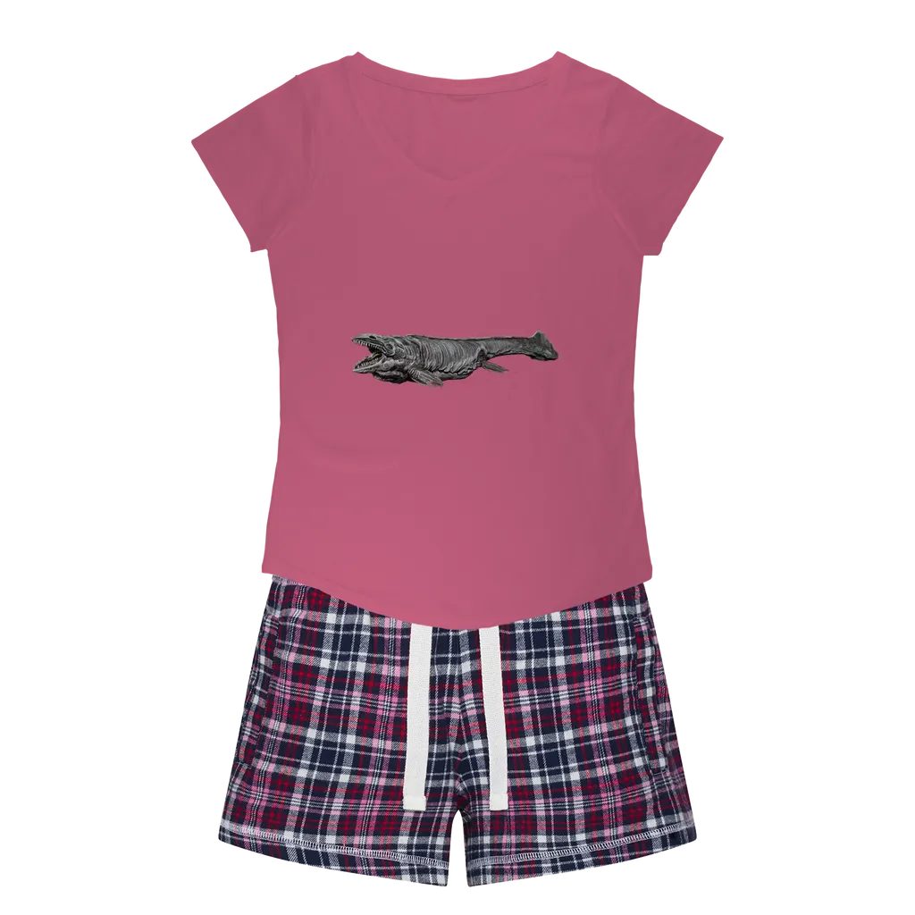 Dino Sea Creature Women's Sleepy Tee and Flannel Short