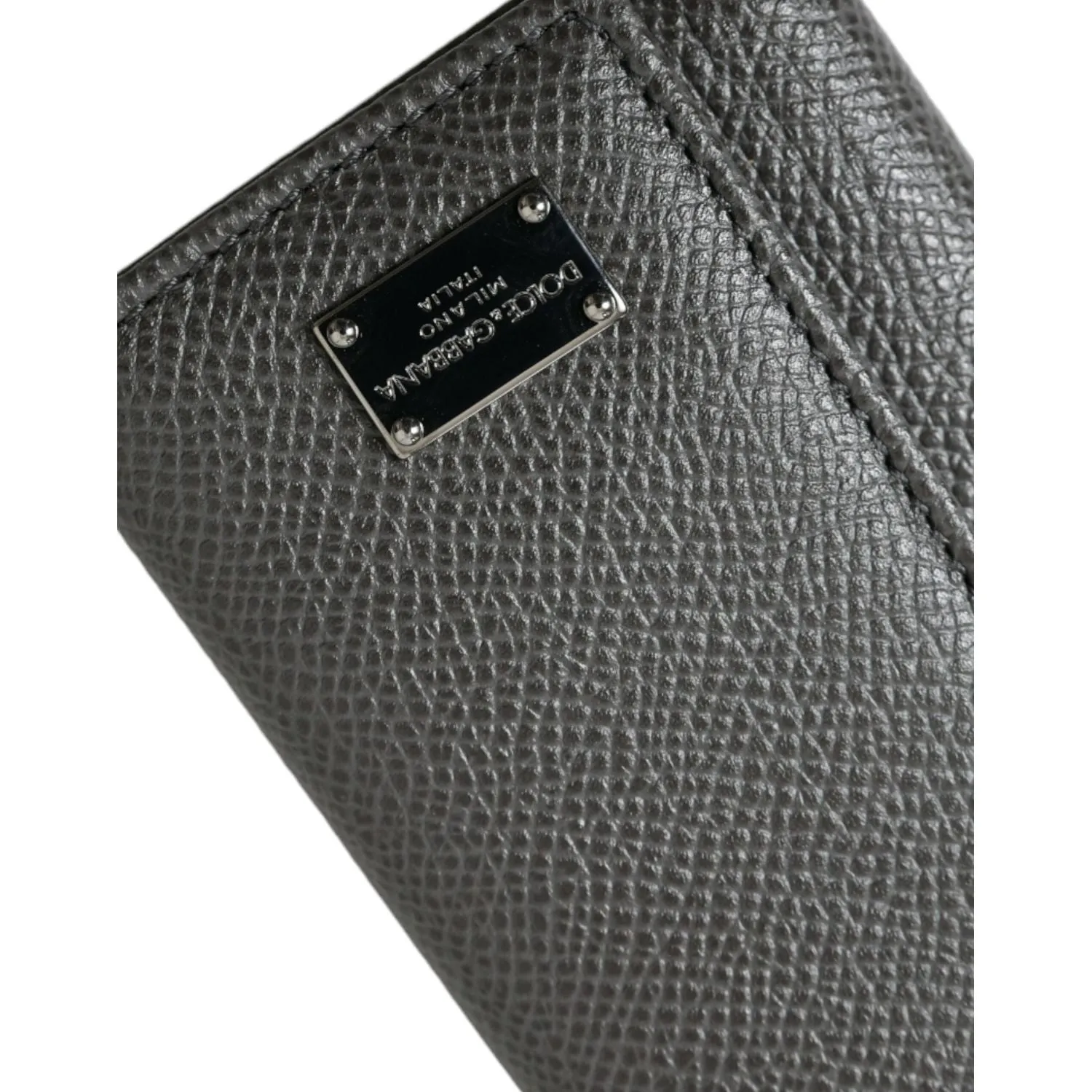 Dolce & Gabbana Chic Gray Leather Trifold Key Holder