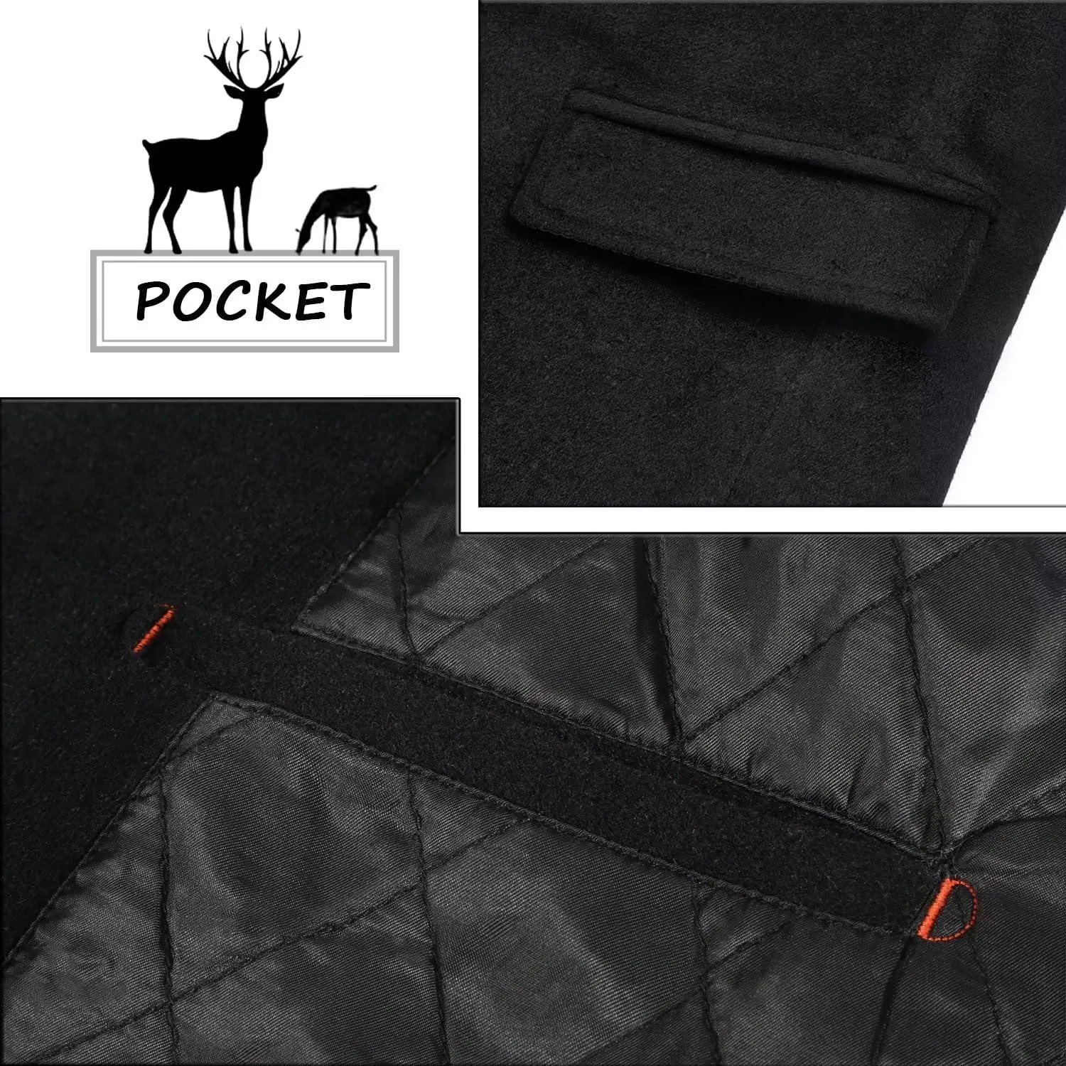 ELETOP Men's Trench Coat Long Wool Coat Winter Classic Overcoat Top Pea Coat
