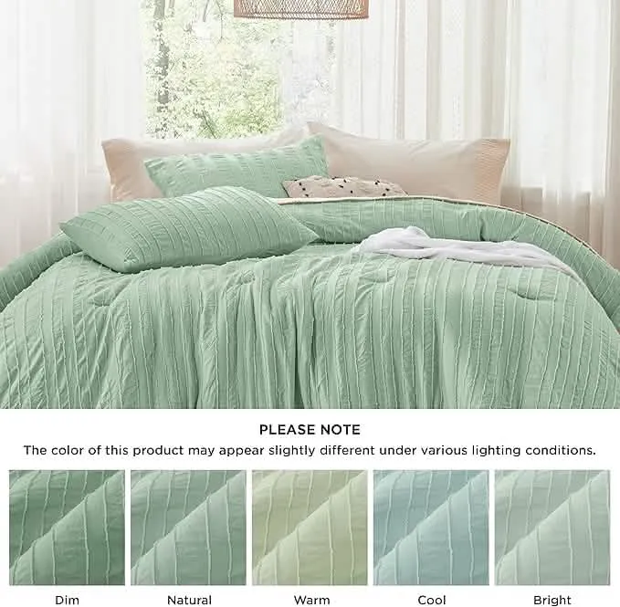 Embroidery Boho Striped Comforter Set
