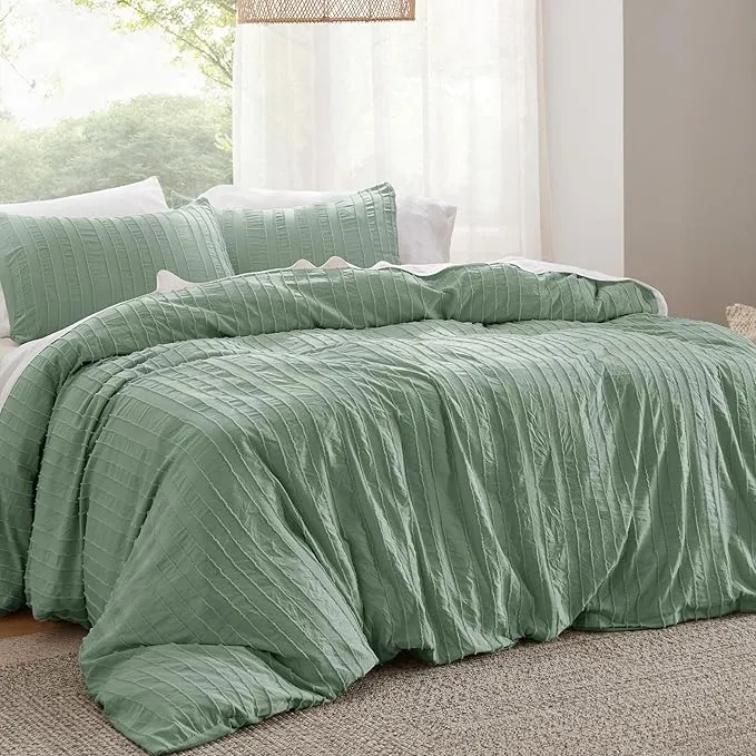 Embroidery Boho Striped Comforter Set