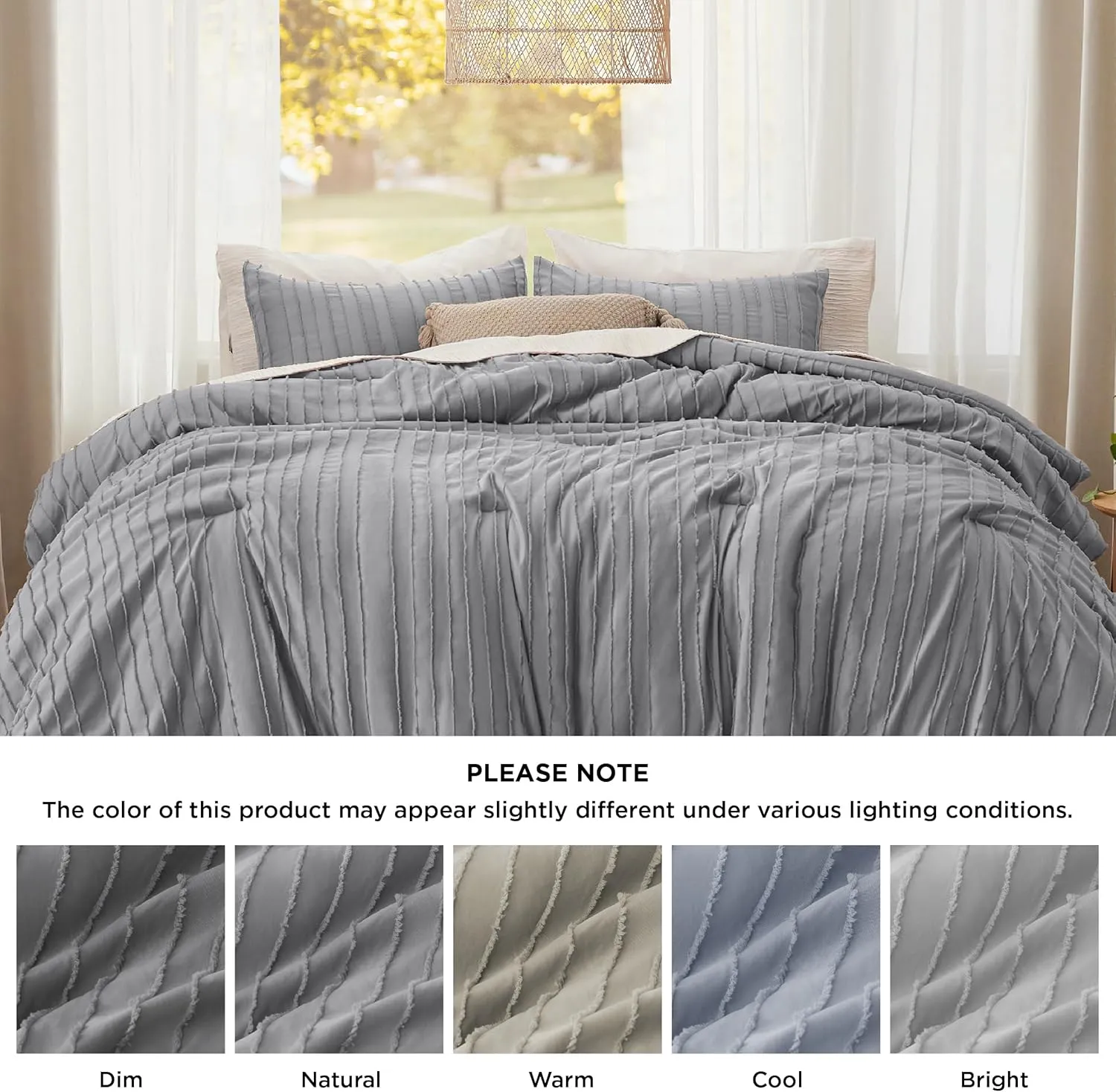 Embroidery Boho Striped Comforter Set