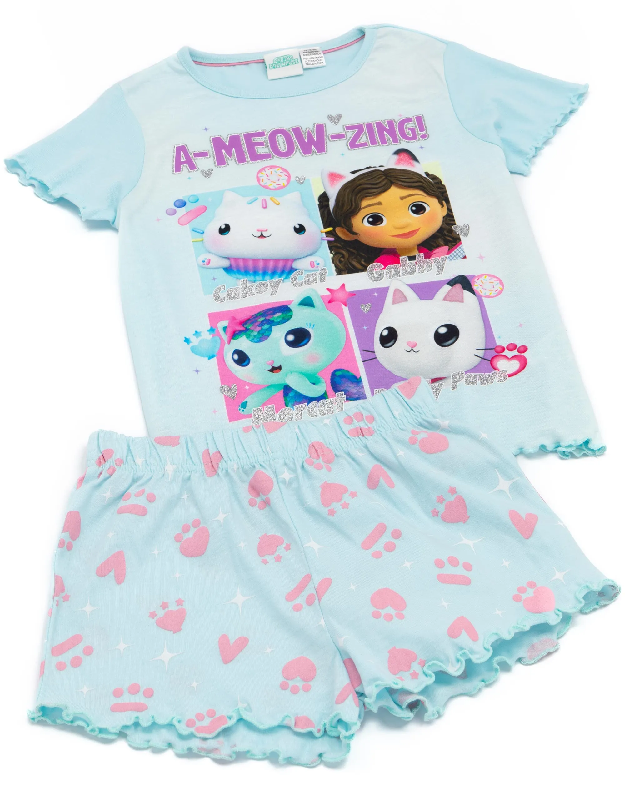 Gabby's Girls Blue Short Sleeve T-Shirt And Shorts Pyjamas