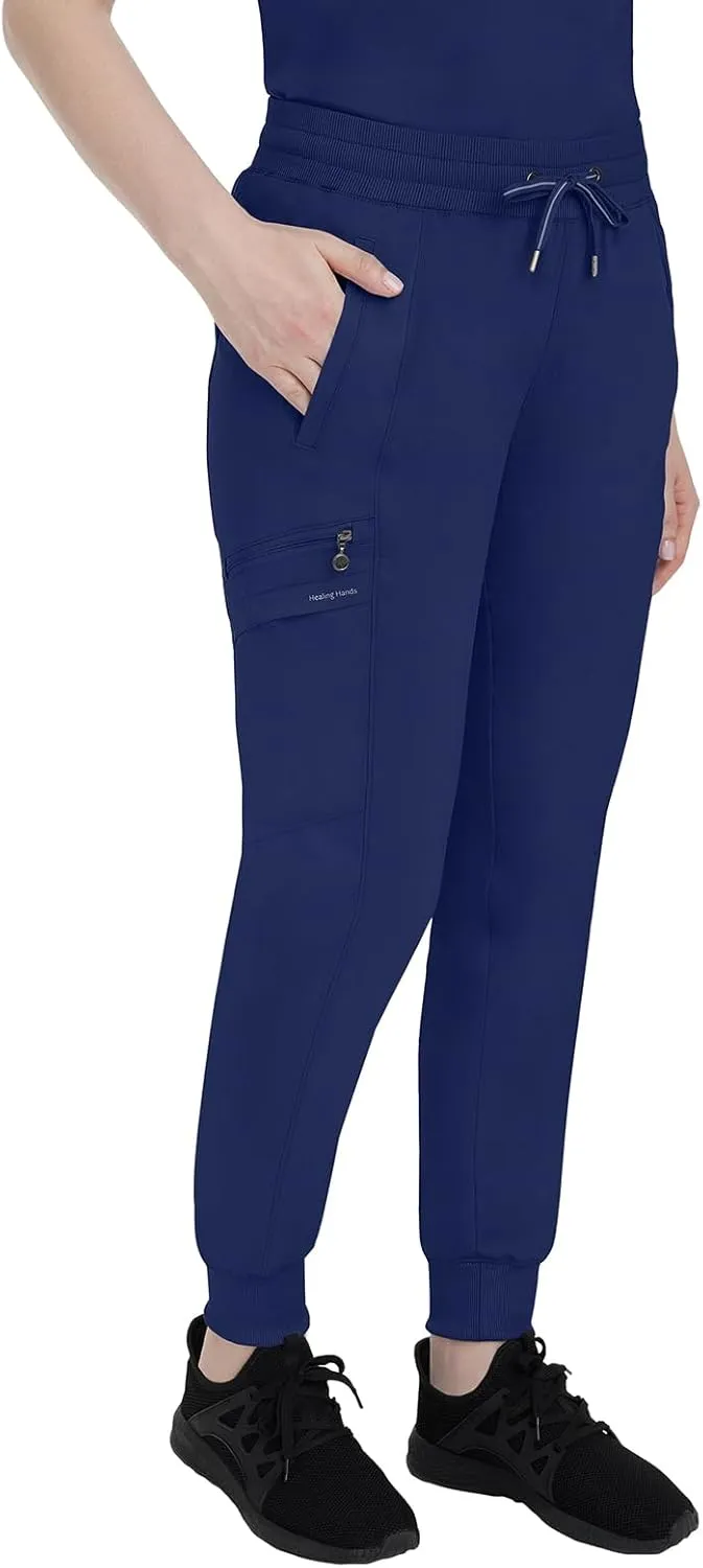 Healing Hands Women's Jogger Scrub Pant 7 Pockets Elastic Drawstring, with Moisture Wicking & 2-Way Stretch Technology - 9244