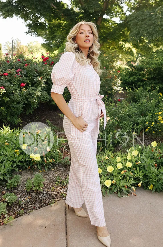 Inverness Pink Gingham Jumpsuit - DM Exclusive - Nursing Friendly
