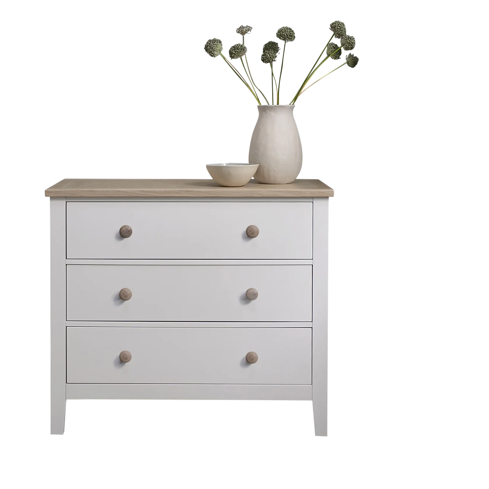 Jäkkvik 3 Drawer Wide Chest of Drawers in White & Oak