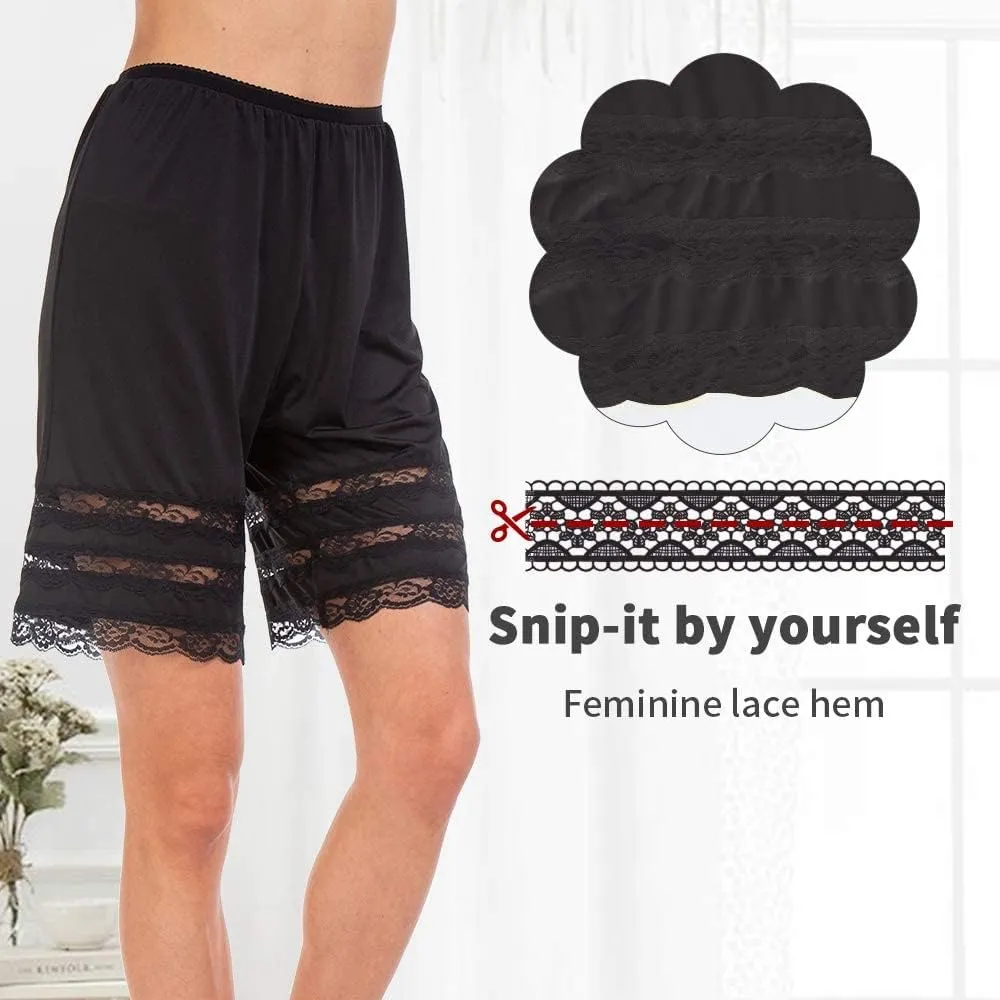 MANCYFIT Half Slip Shorts Culotte for Women Split Skirt Lace Pettipants Snip 7-9 Inseam