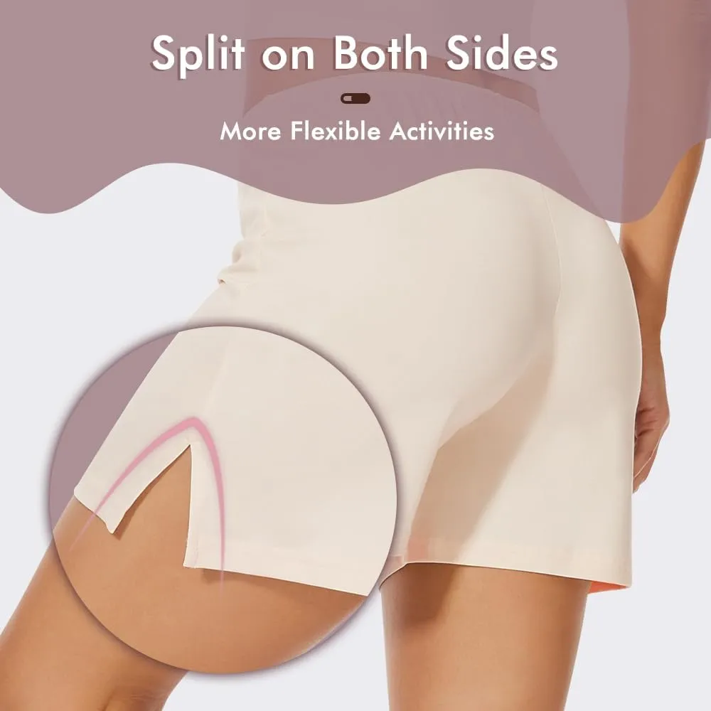 MANCYFIT Pettipants Half Slip for Women Shorts Culotte Split Bloomers Loose Pajama Pants 4" Inseam