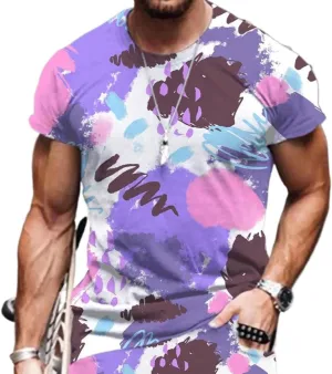 Men's 3D Graffiti T-Shirt - Abstract Street Art Oversized Short Sleeve Casual Tee