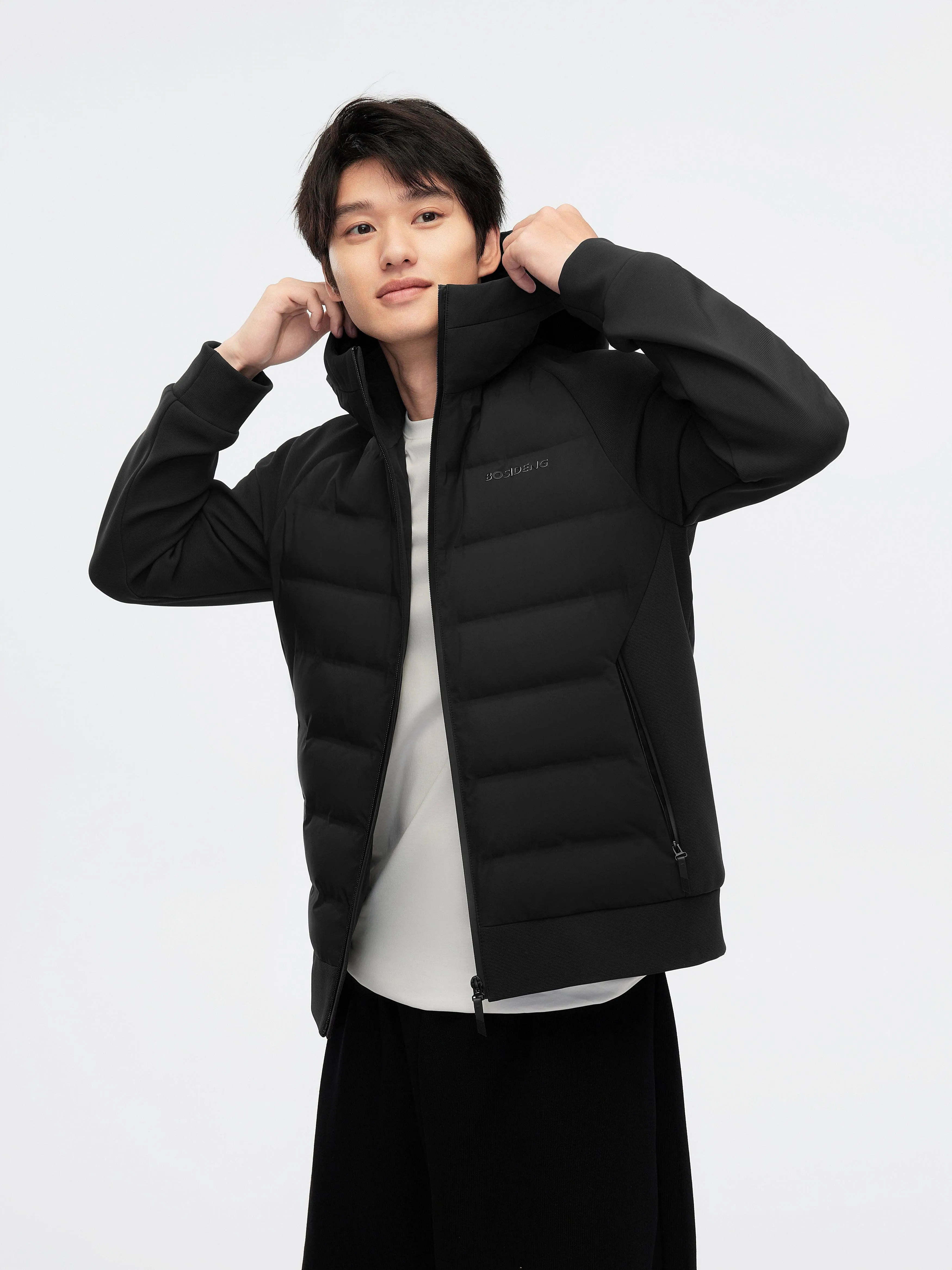 Men's Lightweight Hooded Goose Down Jacket 3701