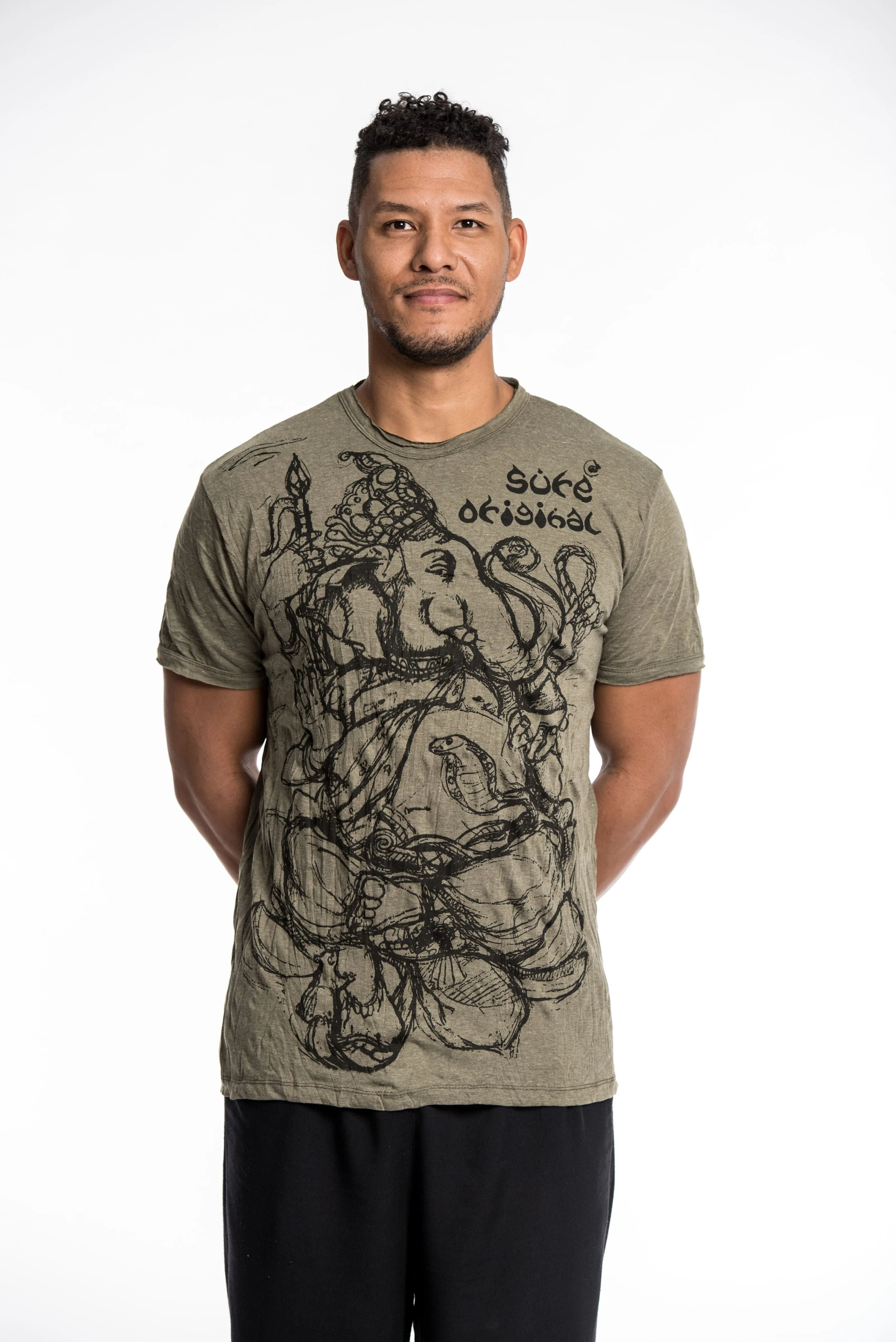 Mens Lord Ganesh Sketch T-Shirt in Green