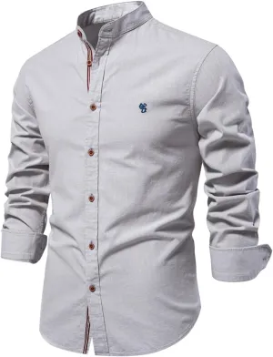 Men's Medium Blue Cotton Casual Button Down Long Sleeve Shirt