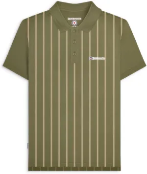 Mens Pinstripe Short Sleeve Contrast Collar Polo Shirt - Navy/White