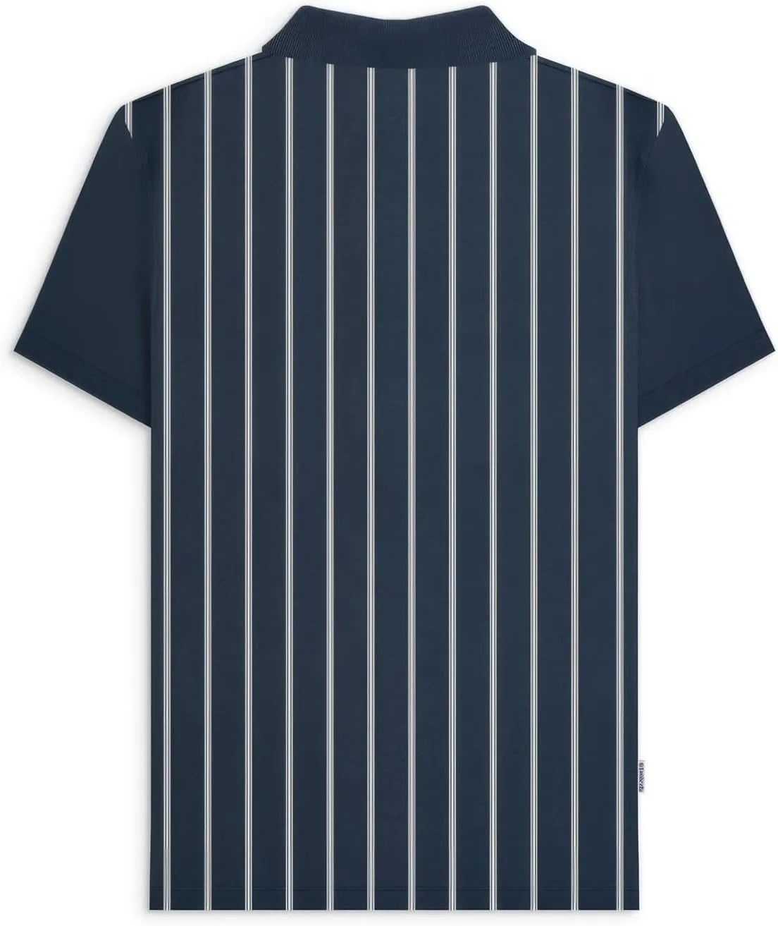 Mens Pinstripe Short Sleeve Contrast Collar Polo Shirt - Navy/White