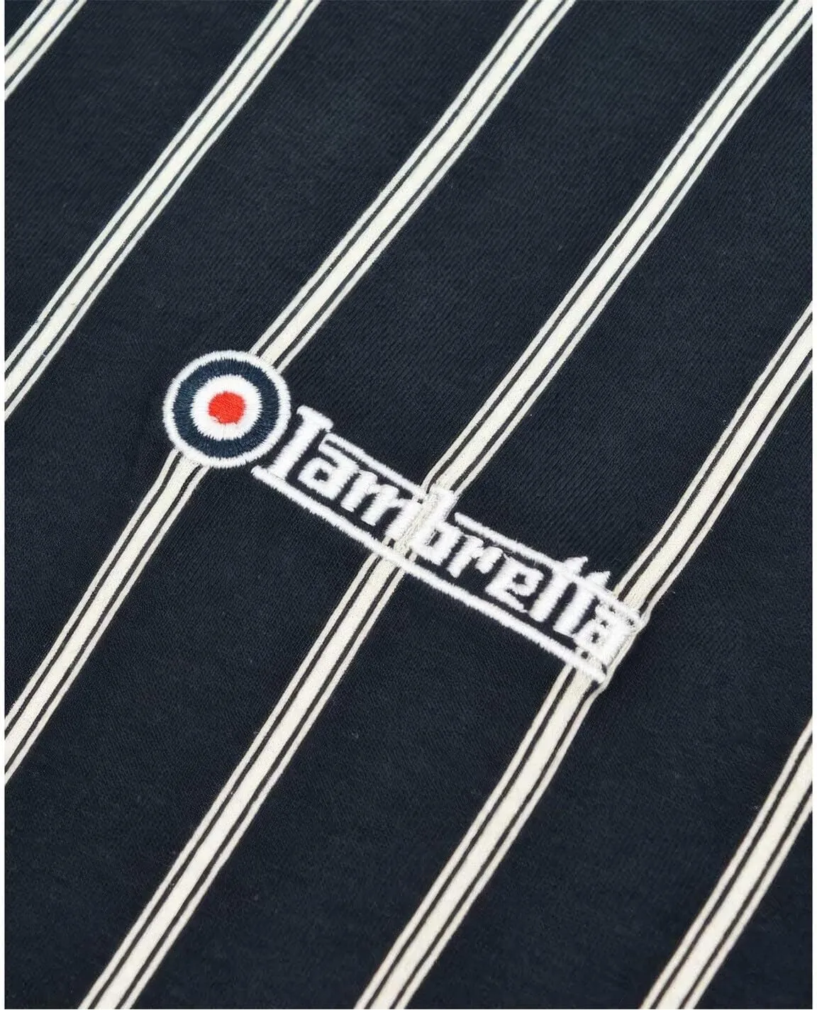 Mens Pinstripe Short Sleeve Contrast Collar Polo Shirt - Navy/White