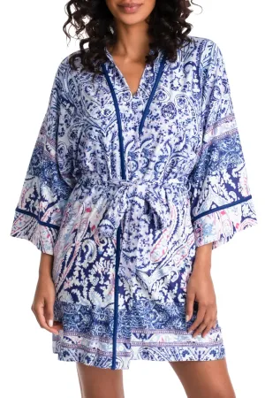 .Midnight Paisley Stretch Robe