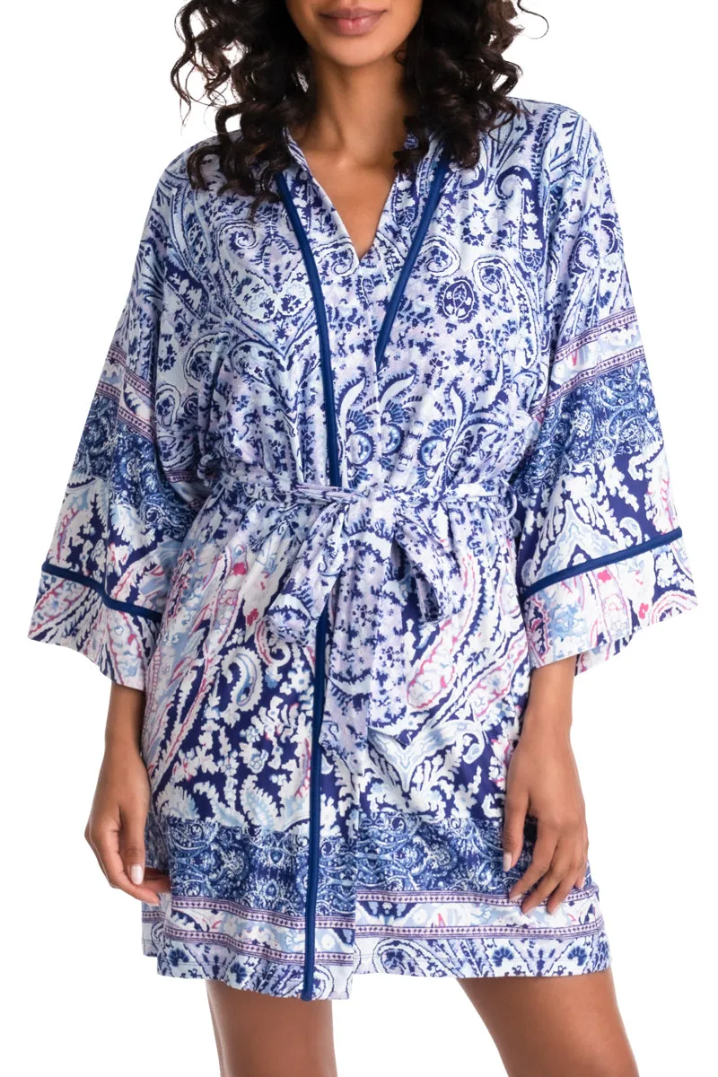 .Midnight Paisley Stretch Robe