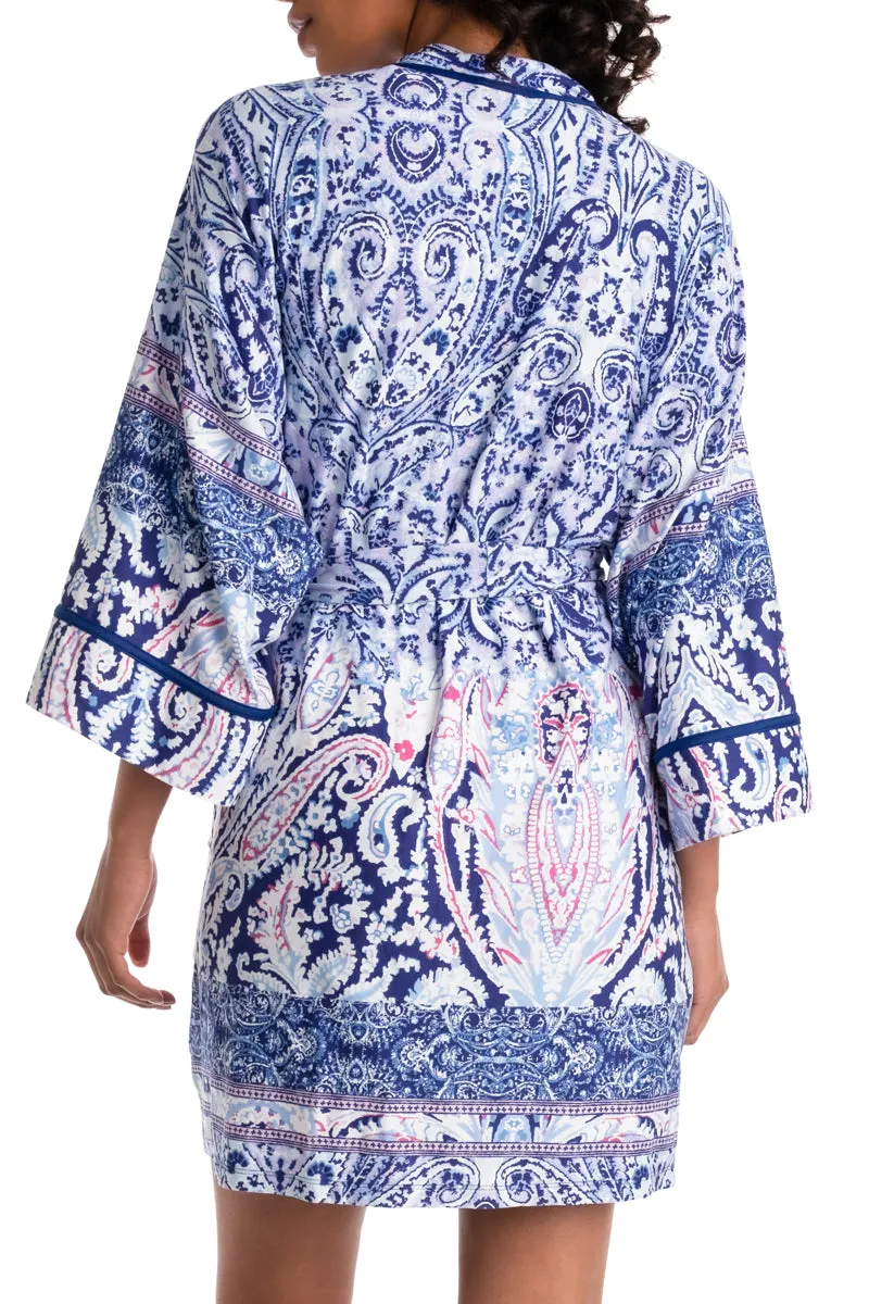 .Midnight Paisley Stretch Robe