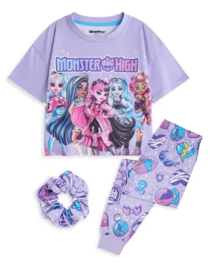 Monster High Girls Purple Short Sleeve Long Leg Pyjamas