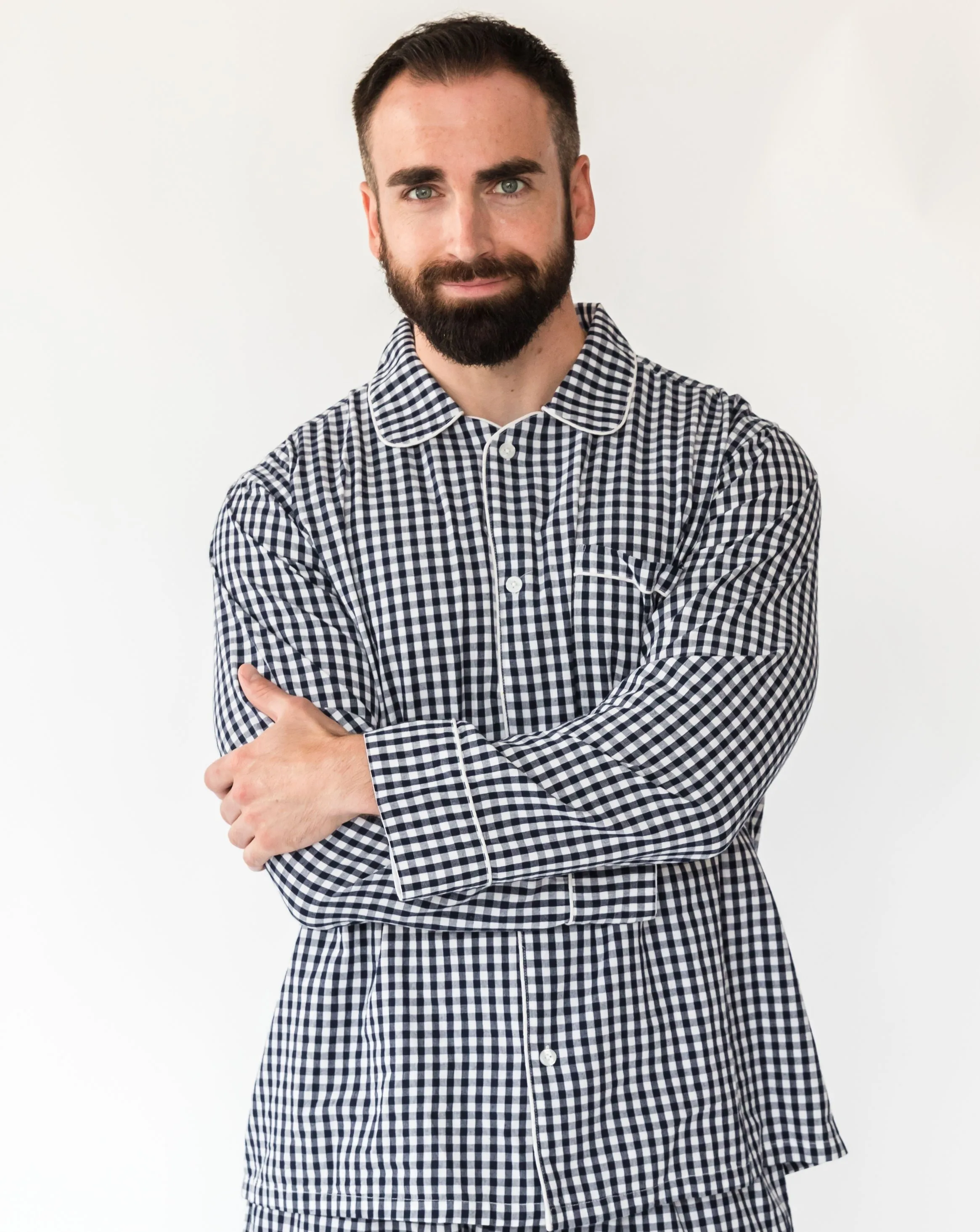Navy Gingham Men’s Shirt & PJ Set
