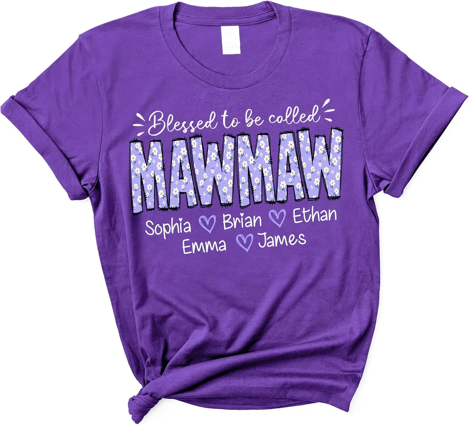 NAZENTI Personalized Grandma Shirts, Custom Mama Purple Daisy Shirt With Kids Names, Mothers Day Sweatshirt Gifts for Women