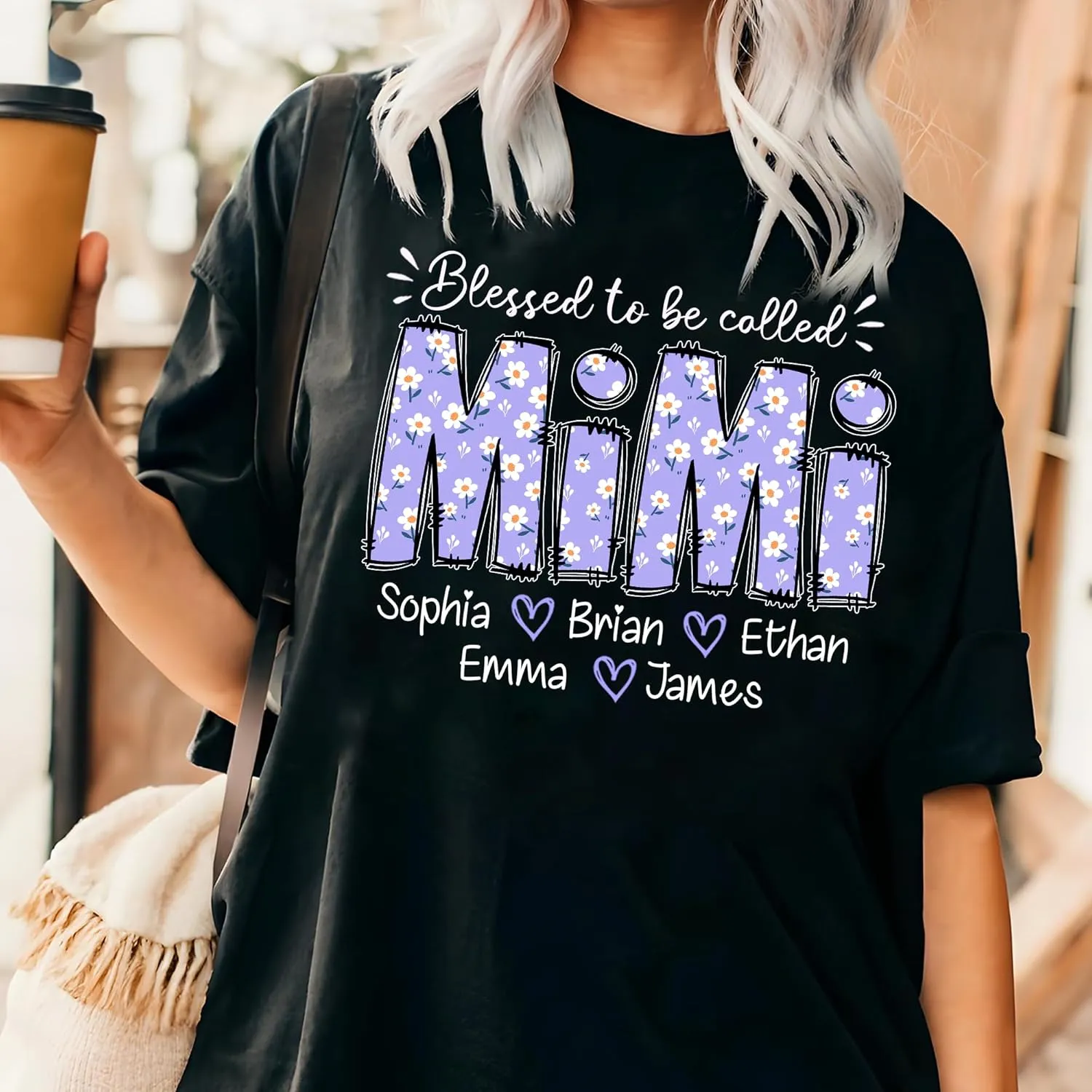 NAZENTI Personalized Grandma Shirts, Custom Mama Purple Daisy Shirt With Kids Names, Mothers Day Sweatshirt Gifts for Women