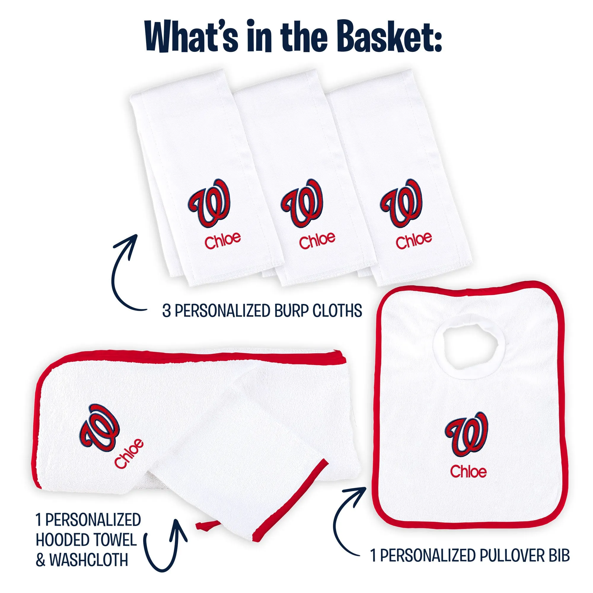 Personalized Washington Nationals Medium Basket - 6 Items