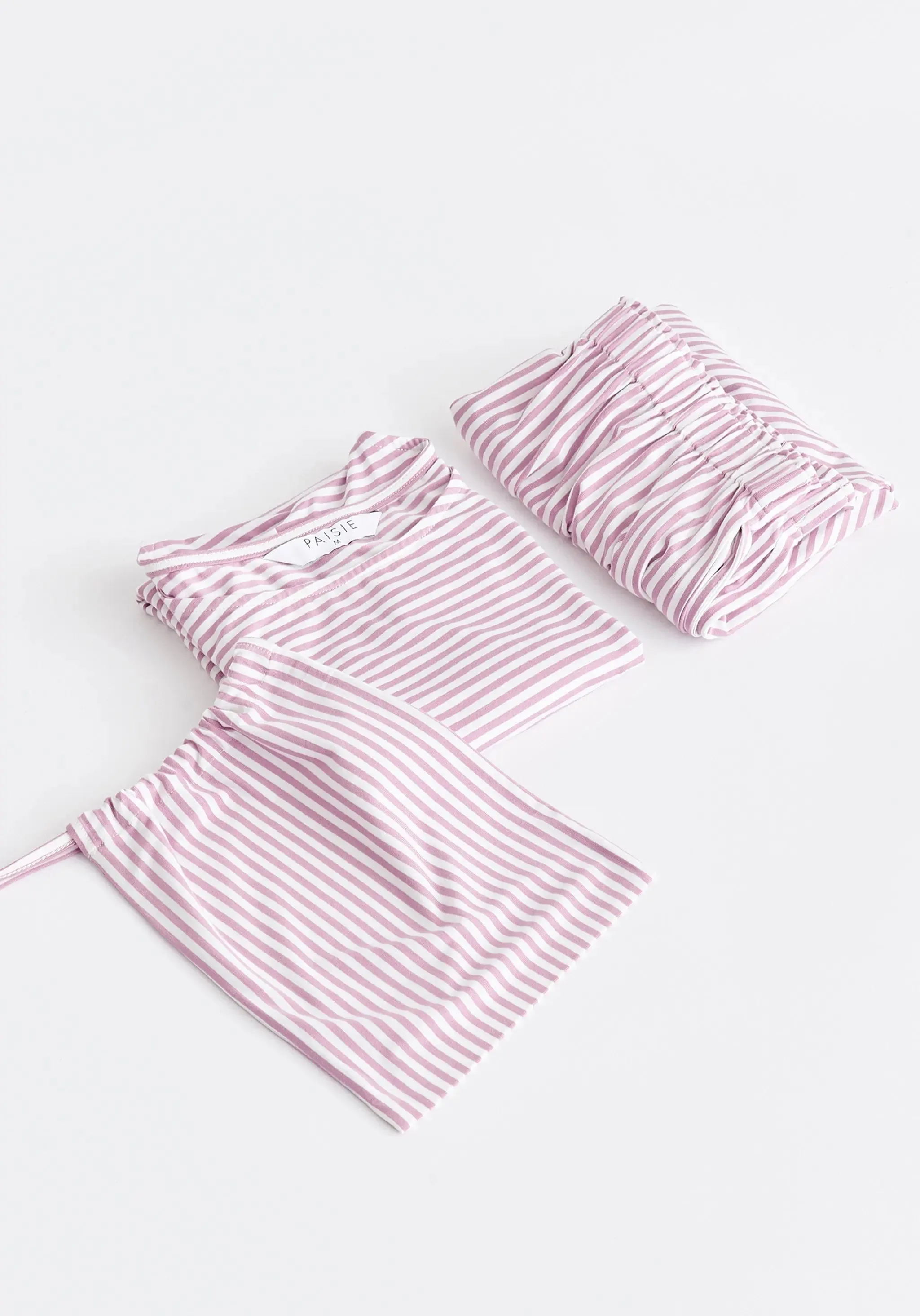 Pink & White Pyjama Vest Top Set With Matching Overnight Pouch