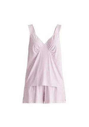 Pink & White Pyjama Vest Top Set With Matching Overnight Pouch