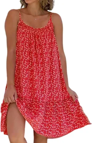 Pink Sundress,Summer Pink Cami Bloom Dress for Women,Boho Floral Slip Dress,CamiBloom - Floral Printed Camisole Dress