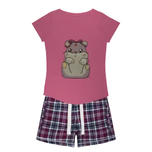 Purple Hamster Women's Sleepy Tee and Flannel Short