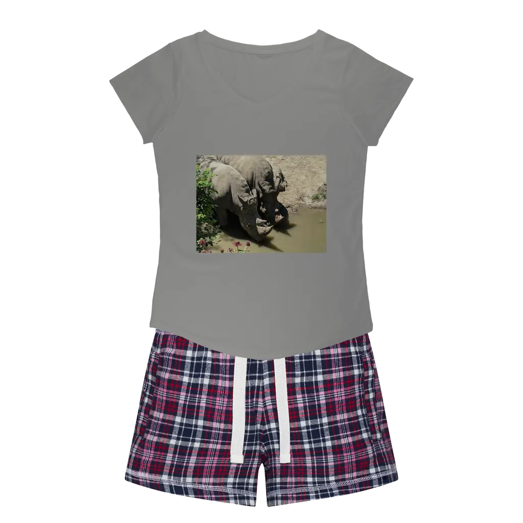Rhino Women's Sleepy Tee and Flannel Short